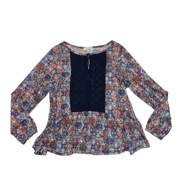 DEPT222 Floral Embroidered Tassel Tie L/S Blouse - Picture 5 of 12